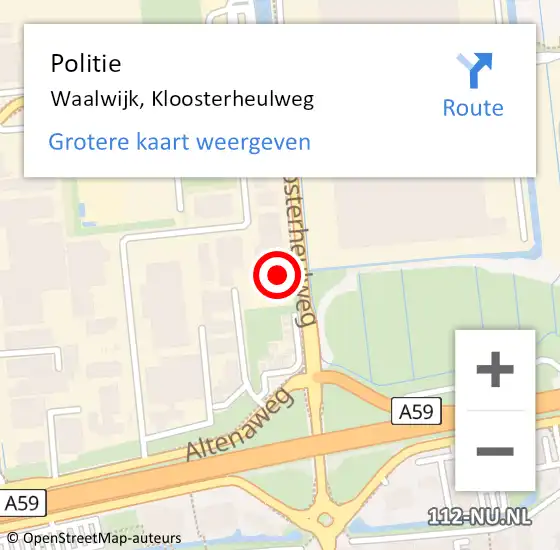 Locatie op kaart van de 112 melding: Politie Waalwijk, Kloosterheulweg op 1 september 2024 16:07