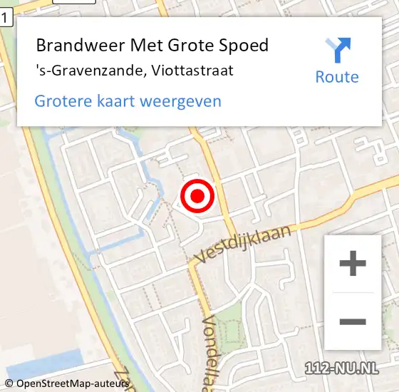 Locatie op kaart van de 112 melding: Brandweer Met Grote Spoed Naar 's-Gravenzande, Viottastraat op 1 september 2024 16:12