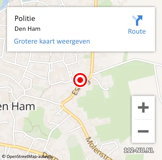 Locatie op kaart van de 112 melding: Politie Den Ham op 1 september 2024 16:19