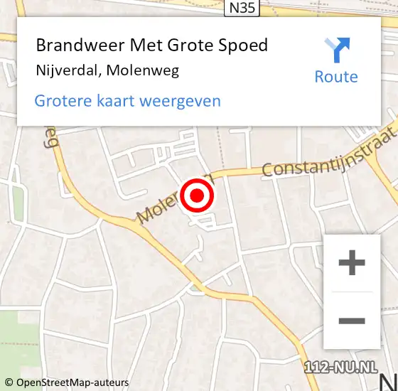 Locatie op kaart van de 112 melding: Brandweer Met Grote Spoed Naar Nijverdal, Molenweg op 1 september 2024 16:22