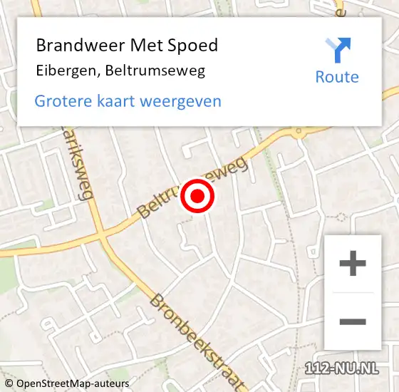 Locatie op kaart van de 112 melding: Brandweer Met Spoed Naar Eibergen, Beltrumseweg op 1 september 2024 16:26