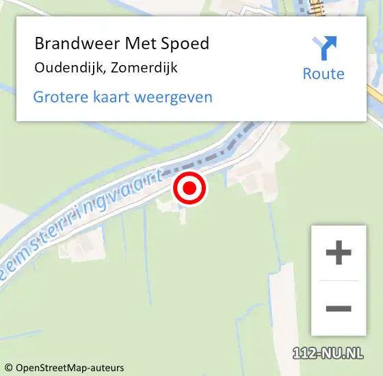 Locatie op kaart van de 112 melding: Brandweer Met Spoed Naar Oudendijk, Zomerdijk op 1 september 2024 16:34