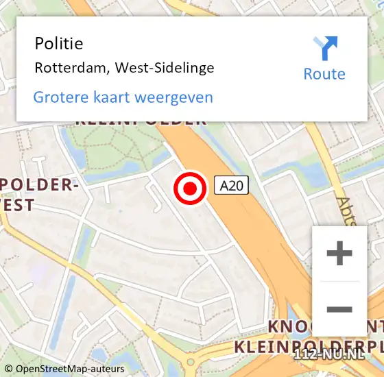 Locatie op kaart van de 112 melding: Politie Rotterdam, West-Sidelinge op 1 september 2024 16:44