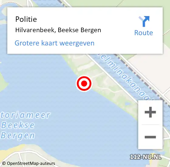 Locatie op kaart van de 112 melding: Politie Hilvarenbeek, Beekse Bergen op 1 september 2024 17:05