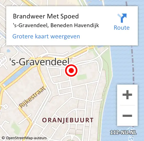 Locatie op kaart van de 112 melding: Brandweer Met Spoed Naar 's-Gravendeel, Beneden Havendijk op 1 september 2024 17:21