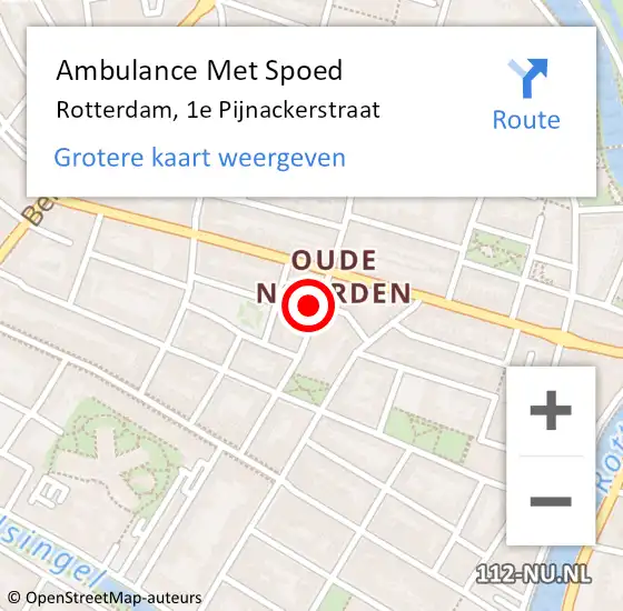 Locatie op kaart van de 112 melding: Ambulance Met Spoed Naar Rotterdam, 1e Pijnackerstraat op 1 september 2024 17:26