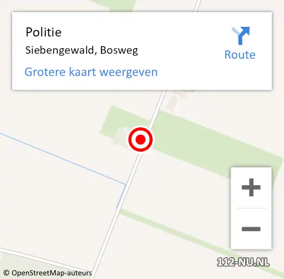 Locatie op kaart van de 112 melding: Politie Siebengewald, Bosweg op 1 september 2024 17:30