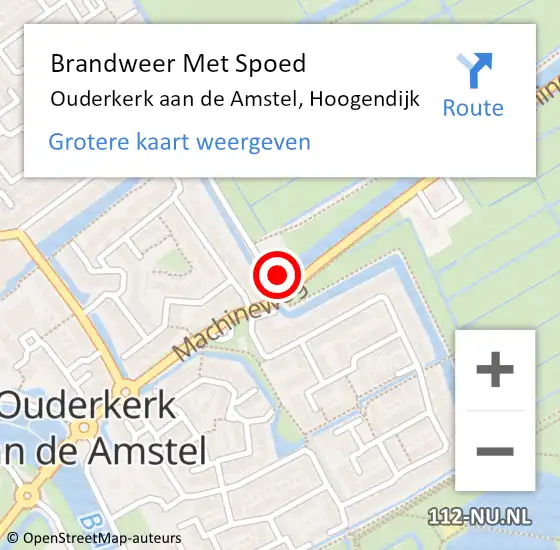 Locatie op kaart van de 112 melding: Brandweer Met Spoed Naar Ouderkerk aan de Amstel, Hoogendijk op 1 september 2024 17:39