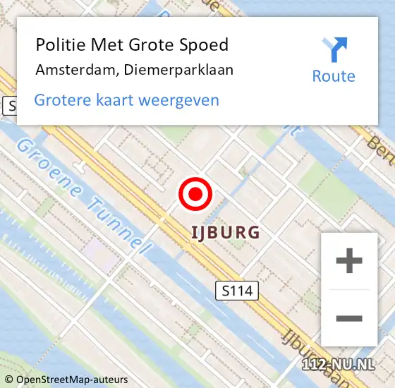 Locatie op kaart van de 112 melding: Politie Met Grote Spoed Naar Amsterdam, Diemerparklaan op 1 september 2024 17:45