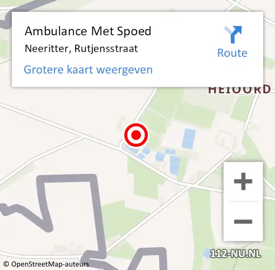 Locatie op kaart van de 112 melding: Ambulance Met Spoed Naar Neeritter, Rutjensstraat op 1 september 2024 18:01