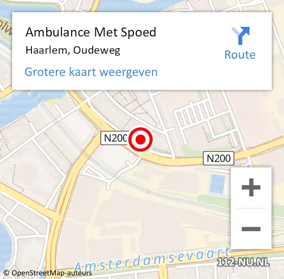 Locatie op kaart van de 112 melding: Ambulance Met Spoed Naar Haarlem, Oudeweg op 1 september 2024 18:04