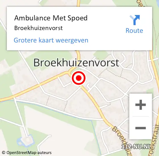 Locatie op kaart van de 112 melding: Ambulance Met Spoed Naar Broekhuizenvorst op 18 oktober 2014 15:30