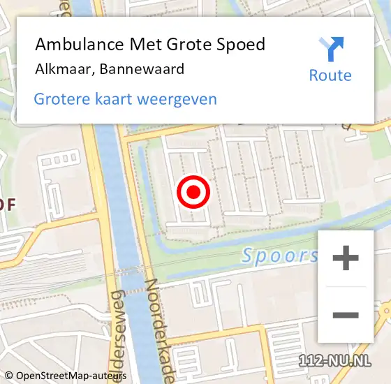 Locatie op kaart van de 112 melding: Ambulance Met Grote Spoed Naar Alkmaar, Bannewaard op 1 september 2024 18:26