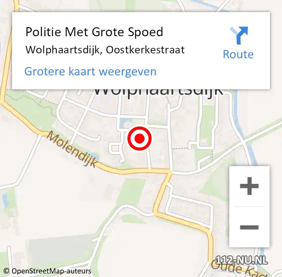 Locatie op kaart van de 112 melding: Politie Met Grote Spoed Naar Wolphaartsdijk, Oostkerkestraat op 1 september 2024 18:31