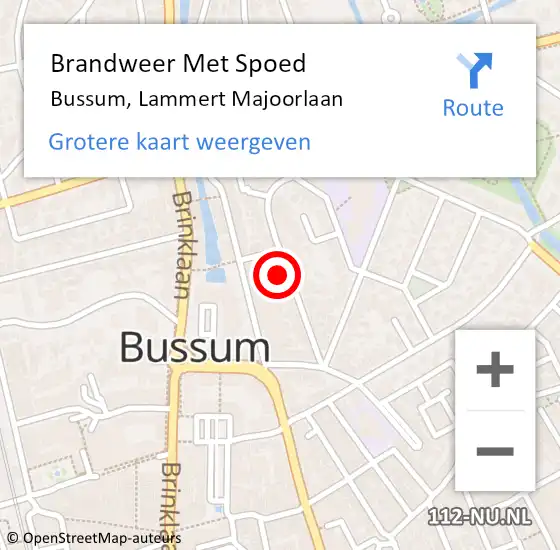 Locatie op kaart van de 112 melding: Brandweer Met Spoed Naar Bussum, Lammert Majoorlaan op 1 september 2024 18:33