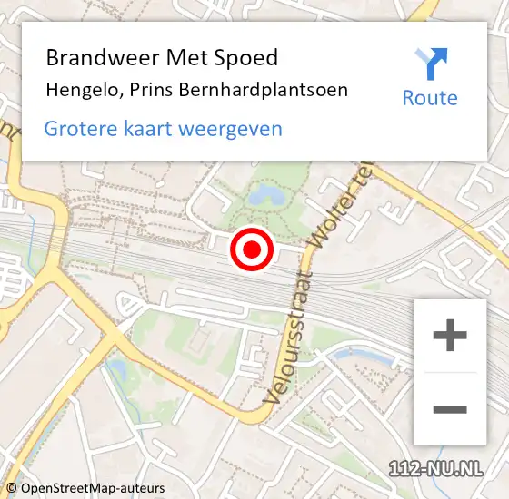 Locatie op kaart van de 112 melding: Brandweer Met Spoed Naar Hengelo, Prins Bernhardplantsoen op 1 september 2024 18:34