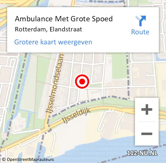 Locatie op kaart van de 112 melding: Ambulance Met Grote Spoed Naar Rotterdam, Elandstraat op 1 september 2024 18:40