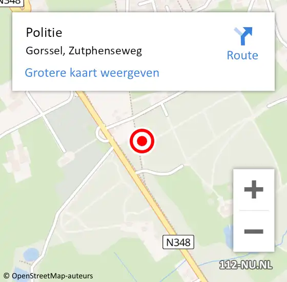 Locatie op kaart van de 112 melding: Politie Gorssel, Zutphenseweg op 1 september 2024 18:42