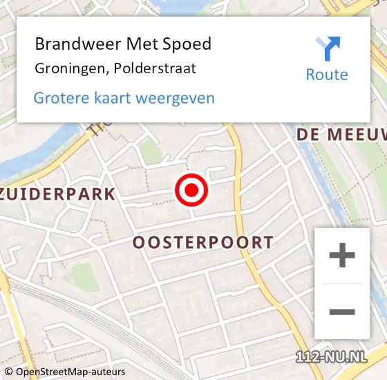 Locatie op kaart van de 112 melding: Brandweer Met Spoed Naar Groningen, Polderstraat op 1 september 2024 18:44