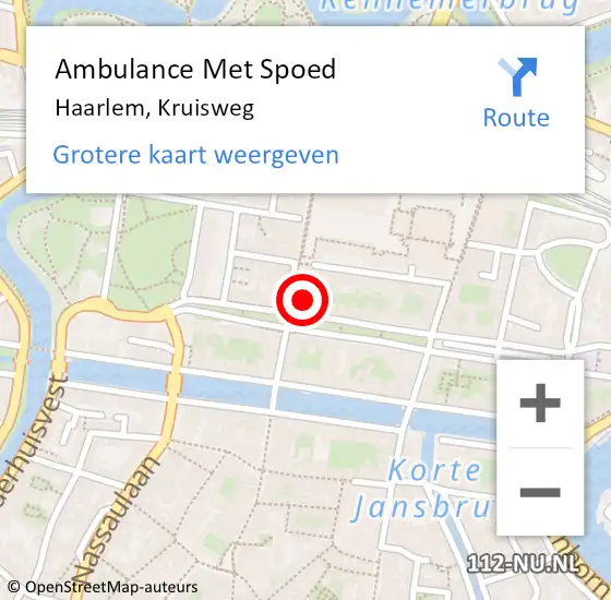 Locatie op kaart van de 112 melding: Ambulance Met Spoed Naar Haarlem, Kruisweg op 1 september 2024 18:53