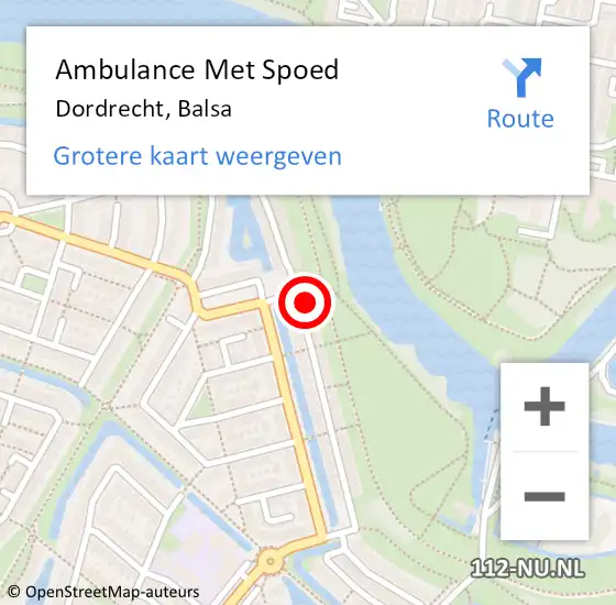 Locatie op kaart van de 112 melding: Ambulance Met Spoed Naar Dordrecht, Balsa op 1 september 2024 18:58