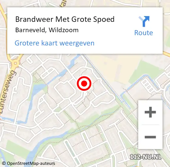 Locatie op kaart van de 112 melding: Brandweer Met Grote Spoed Naar Barneveld, Wildzoom op 1 september 2024 18:59