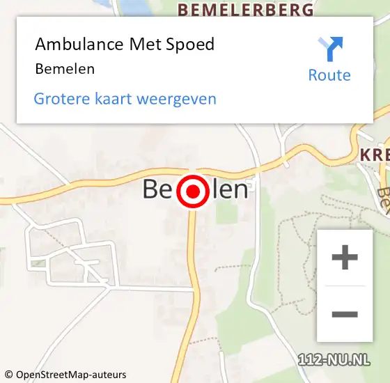 Locatie op kaart van de 112 melding: Ambulance Met Spoed Naar Bemelen op 18 oktober 2014 15:35