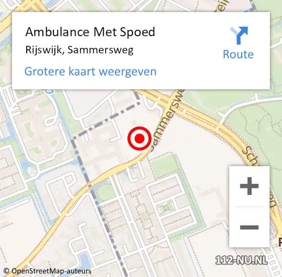 Locatie op kaart van de 112 melding: Ambulance Met Spoed Naar Rijswijk, Sammersweg op 1 september 2024 19:13