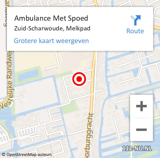 Locatie op kaart van de 112 melding: Ambulance Met Spoed Naar Zuid-Scharwoude, Melkpad op 1 september 2024 19:23