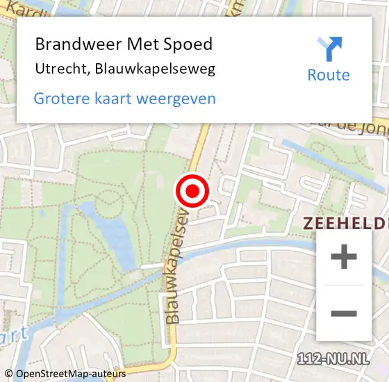 Locatie op kaart van de 112 melding: Brandweer Met Spoed Naar Utrecht, Blauwkapelseweg op 1 september 2024 19:29