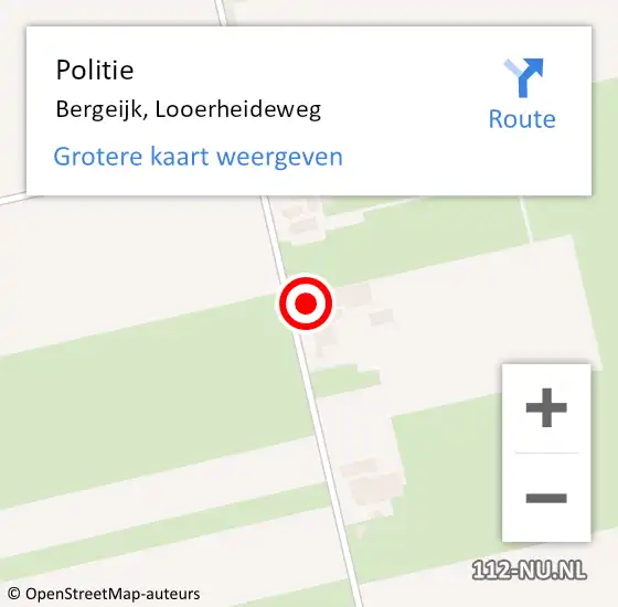 Locatie op kaart van de 112 melding: Politie Bergeijk, Looerheideweg op 1 september 2024 19:34