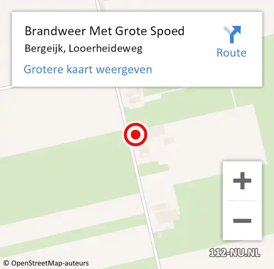 Locatie op kaart van de 112 melding: Brandweer Met Grote Spoed Naar Bergeijk, Looerheideweg op 1 september 2024 19:35