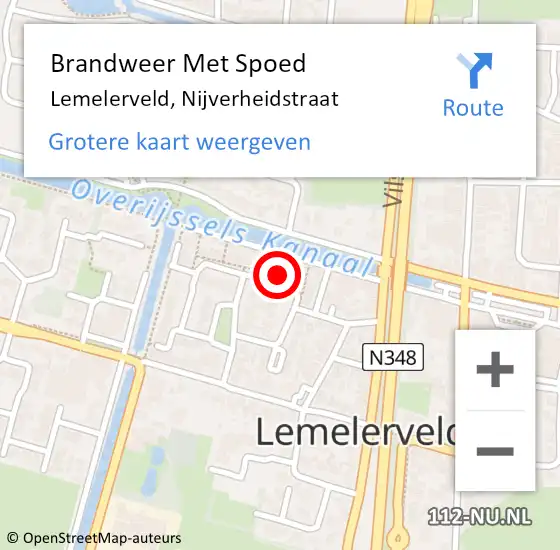 Locatie op kaart van de 112 melding: Brandweer Met Spoed Naar Lemelerveld, Nijverheidstraat op 1 september 2024 19:47