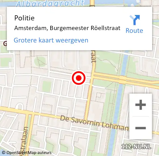 Locatie op kaart van de 112 melding: Politie Amsterdam, Burgemeester Röellstraat op 1 september 2024 20:11