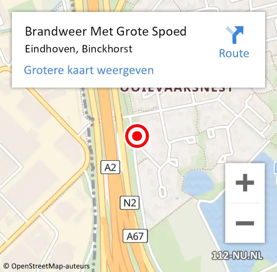 Locatie op kaart van de 112 melding: Brandweer Met Grote Spoed Naar Eindhoven, Binckhorst op 1 september 2024 20:11