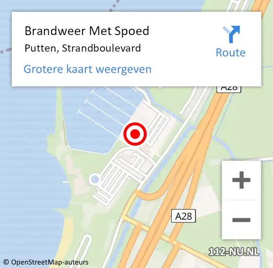 Locatie op kaart van de 112 melding: Brandweer Met Spoed Naar Putten, Strandboulevard op 1 september 2024 20:37