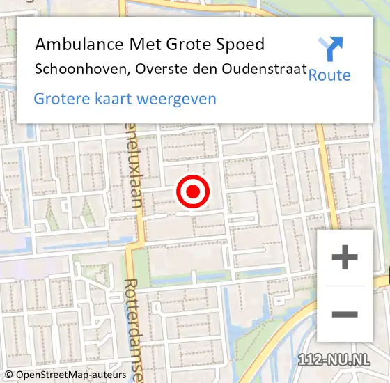 Locatie op kaart van de 112 melding: Ambulance Met Grote Spoed Naar Schoonhoven, Overste den Oudenstraat op 1 september 2024 20:37