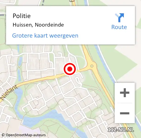 Locatie op kaart van de 112 melding: Politie Huissen, Noordeinde op 1 september 2024 20:52