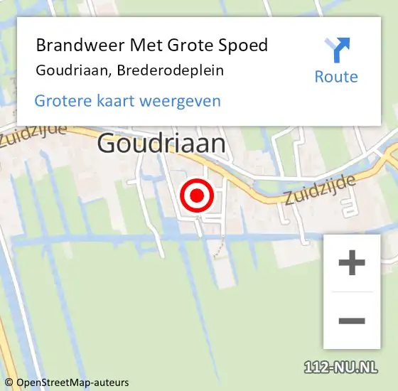 Locatie op kaart van de 112 melding: Brandweer Met Grote Spoed Naar Goudriaan, Brederodeplein op 1 september 2024 21:22