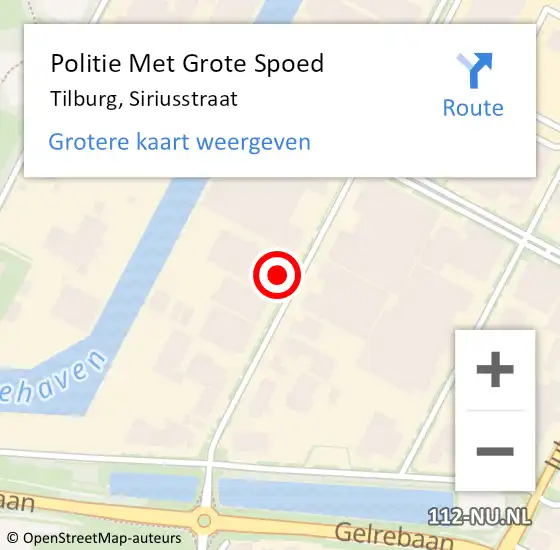 Locatie op kaart van de 112 melding: Politie Met Grote Spoed Naar Tilburg, Siriusstraat op 1 september 2024 21:35