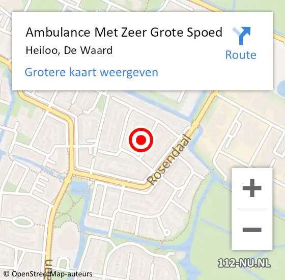 Locatie op kaart van de 112 melding: Ambulance Met Zeer Grote Spoed Naar Heiloo, De Waard op 1 september 2024 21:40