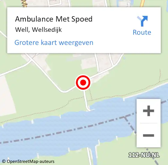 Locatie op kaart van de 112 melding: Ambulance Met Spoed Naar Well, Wellsedijk op 18 oktober 2014 15:47