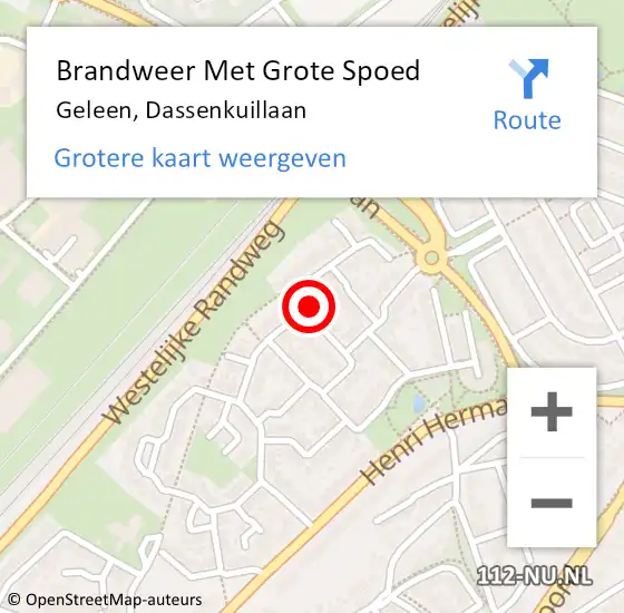 Locatie op kaart van de 112 melding: Brandweer Met Grote Spoed Naar Geleen, Dassenkuillaan op 1 september 2024 22:02