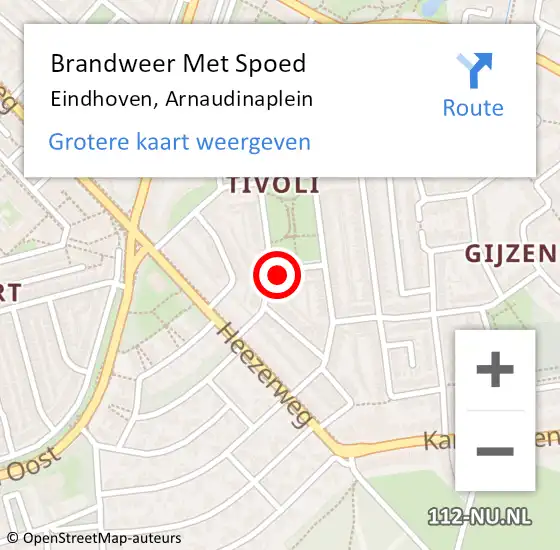 Locatie op kaart van de 112 melding: Brandweer Met Spoed Naar Eindhoven, Arnaudinaplein op 1 september 2024 22:03