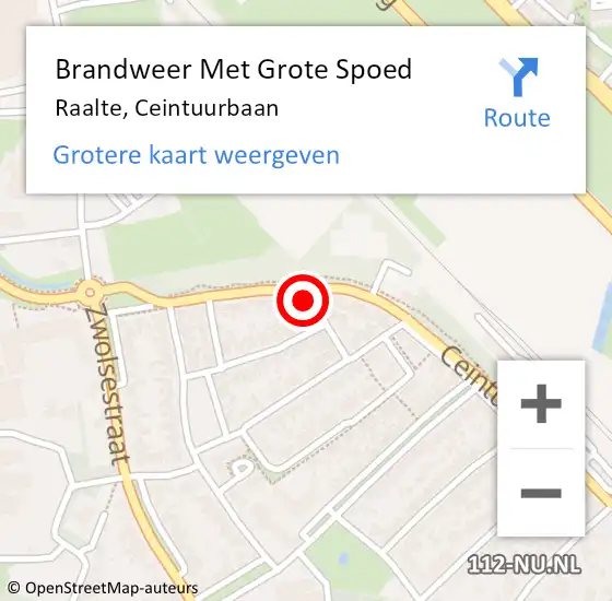 Locatie op kaart van de 112 melding: Brandweer Met Grote Spoed Naar Raalte, Ceintuurbaan op 1 september 2024 22:19