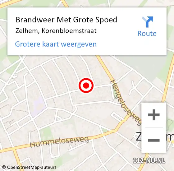 Locatie op kaart van de 112 melding: Brandweer Met Grote Spoed Naar Zelhem, Korenbloemstraat op 1 september 2024 22:46