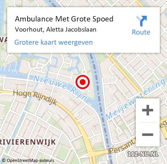 Locatie op kaart van de 112 melding: Ambulance Met Grote Spoed Naar Voorhout, Aletta Jacobslaan op 1 september 2024 23:06