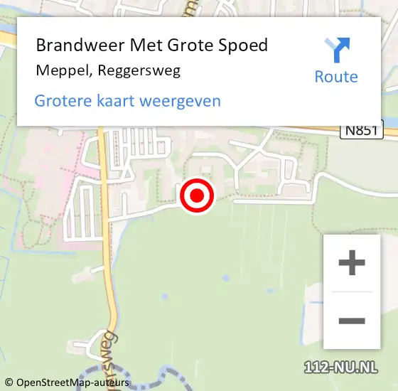 Locatie op kaart van de 112 melding: Brandweer Met Grote Spoed Naar Meppel, Reggersweg op 1 september 2024 23:22