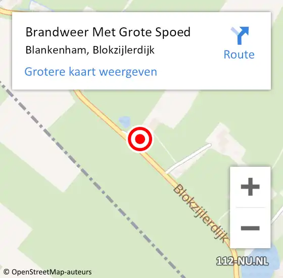 Locatie op kaart van de 112 melding: Brandweer Met Grote Spoed Naar Blankenham, Blokzijlerdijk op 1 september 2024 23:28