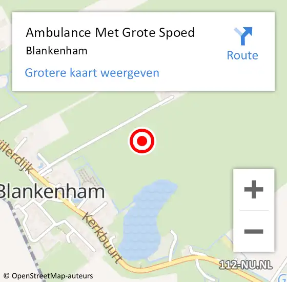 Locatie op kaart van de 112 melding: Ambulance Met Grote Spoed Naar Blankenham op 1 september 2024 23:40